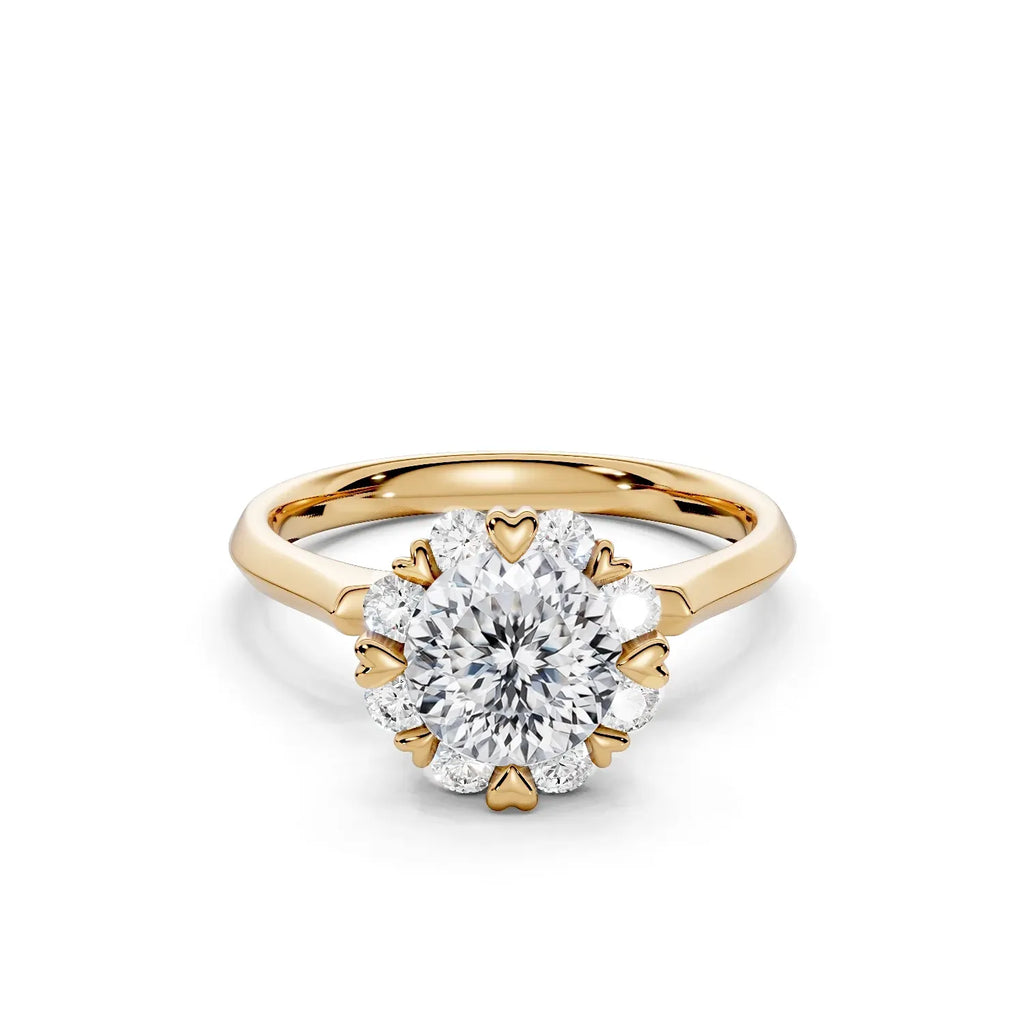 Amour Heart-Prong Halo Engagement Ring