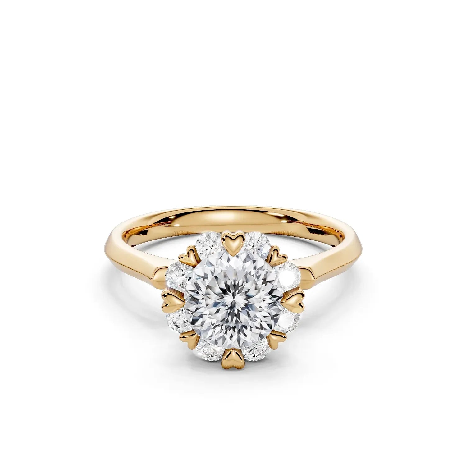 Amour Heart-Prong Halo Engagement Ring