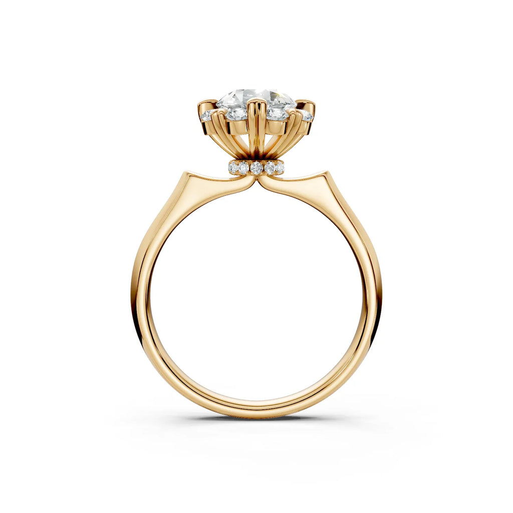 Amour Heart-Prong Halo Engagement Ring