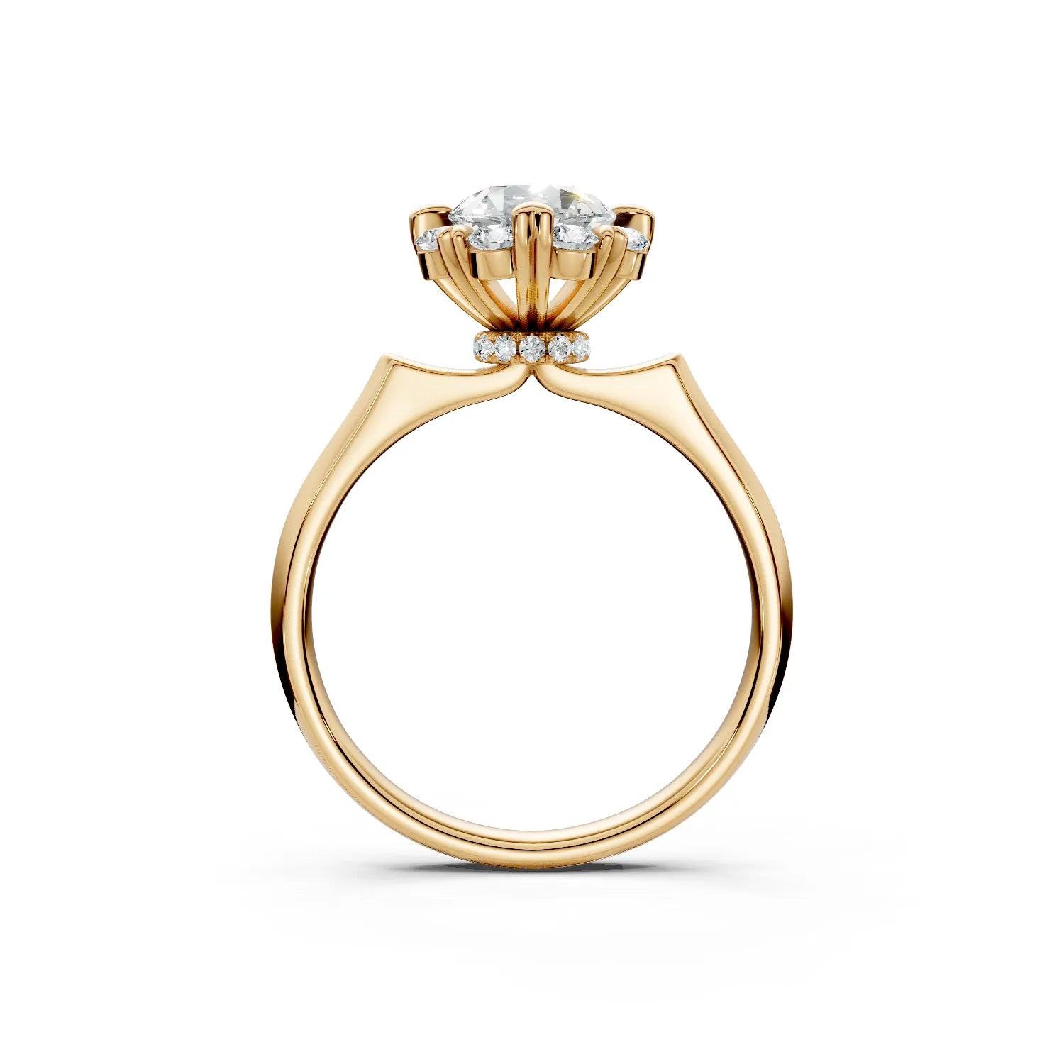 Amour Heart-Prong Halo Engagement Ring