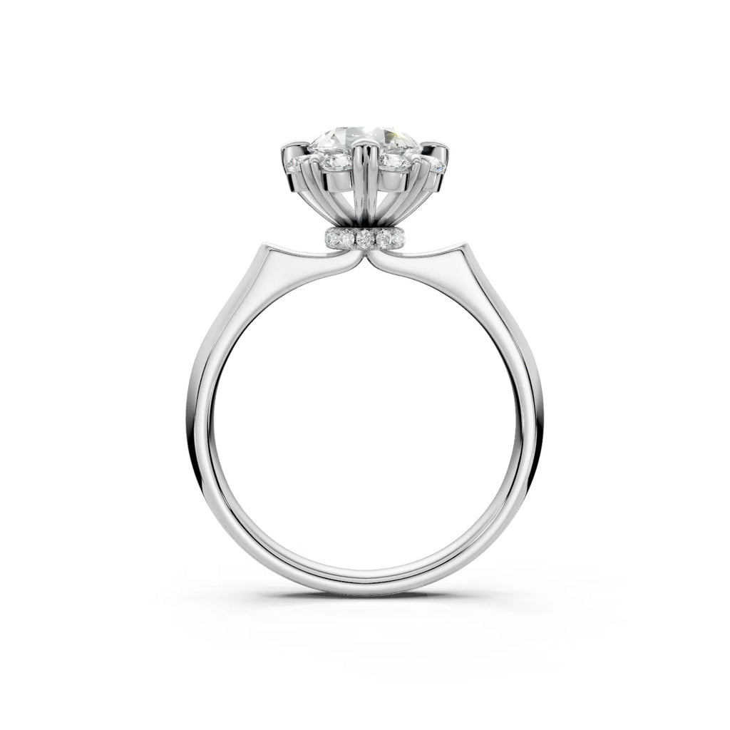 Amour Heart-Prong Halo Engagement Ring