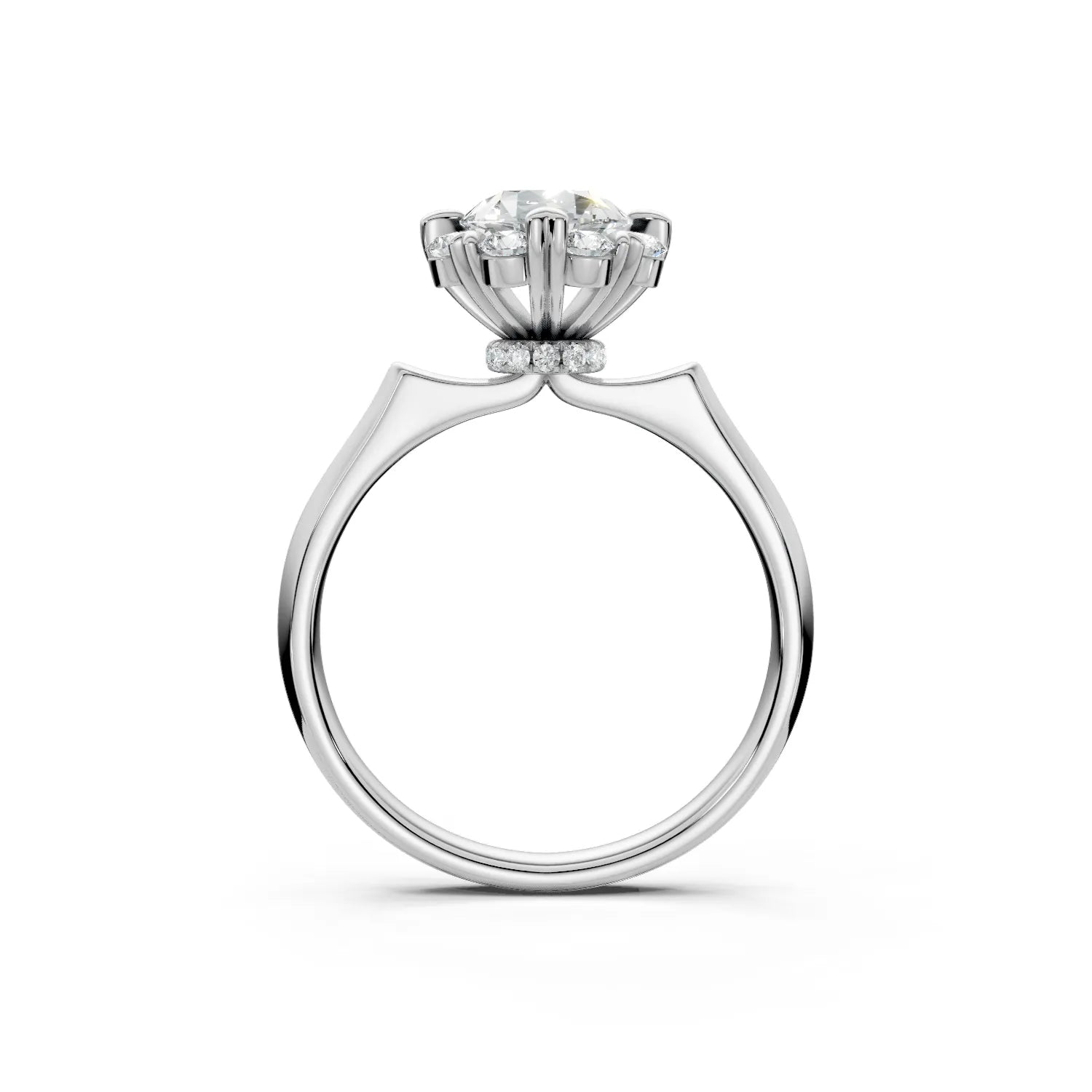 Amour Heart-Prong Halo Engagement Ring
