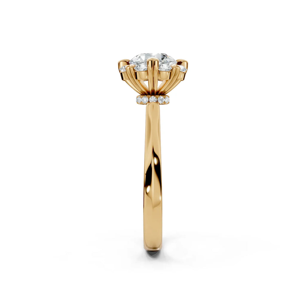 Amour Heart-Prong Halo Engagement Ring