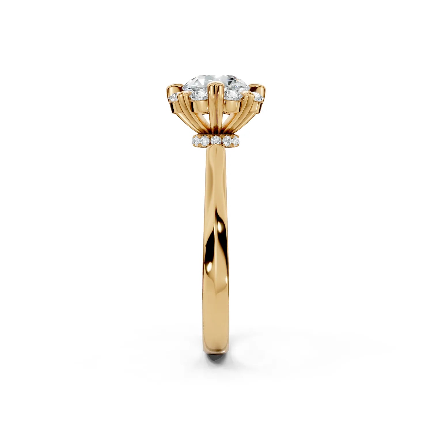 Amour Heart-Prong Halo Engagement Ring