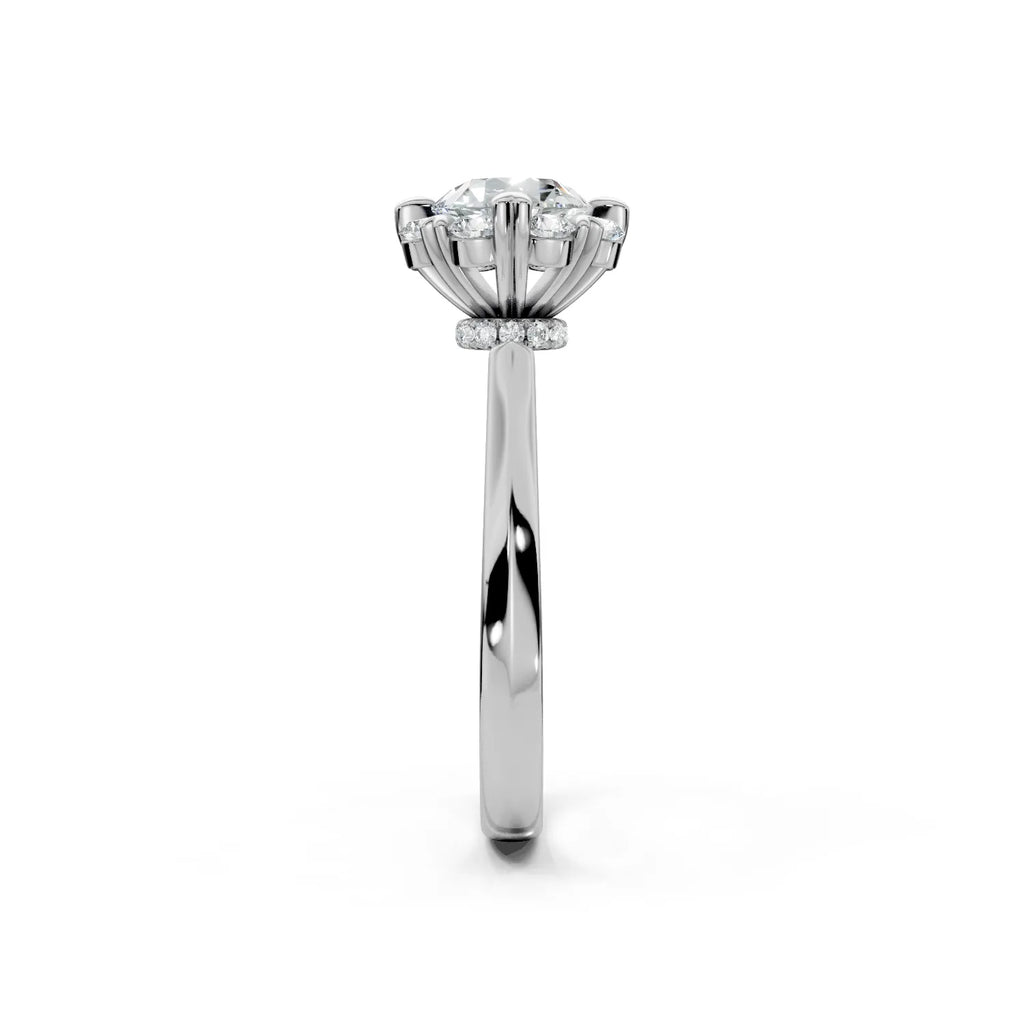 Amour Heart-Prong Halo Engagement Ring